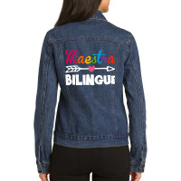 Maestra Bilingue Spanish Teacher Appreciation Gift For Women Ladies Denim Jacket | Artistshot