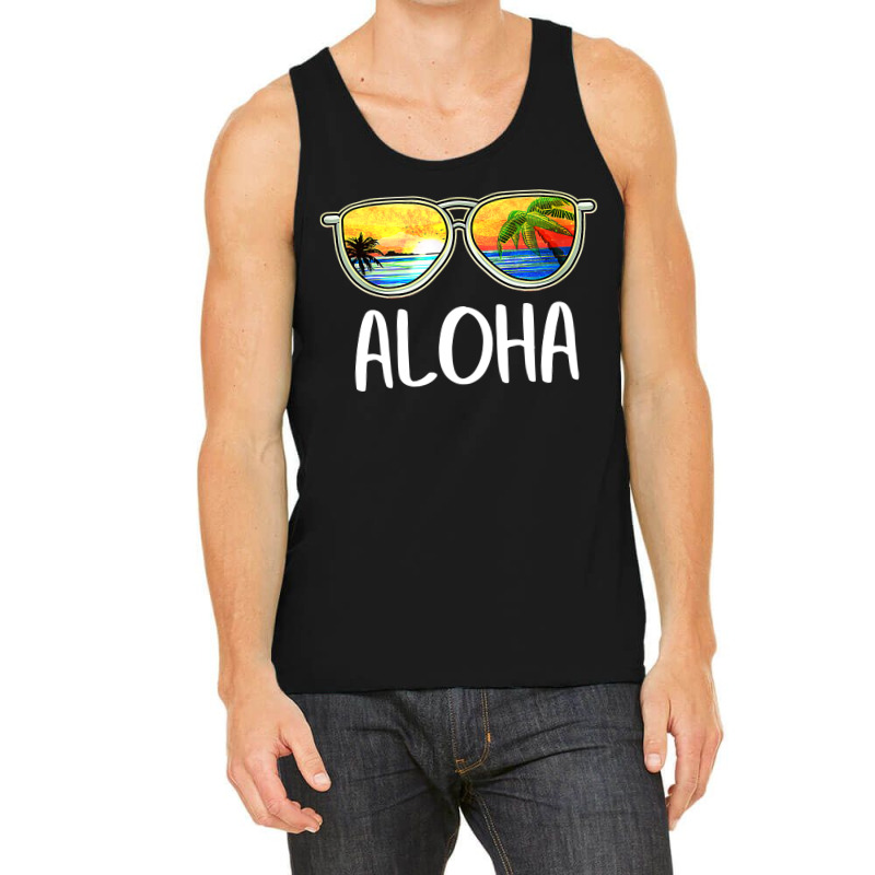 Aloha Hawaii Hawaiian Island Sunglasses Palm Trees Beach Tank Top by cm-arts | Artistshot