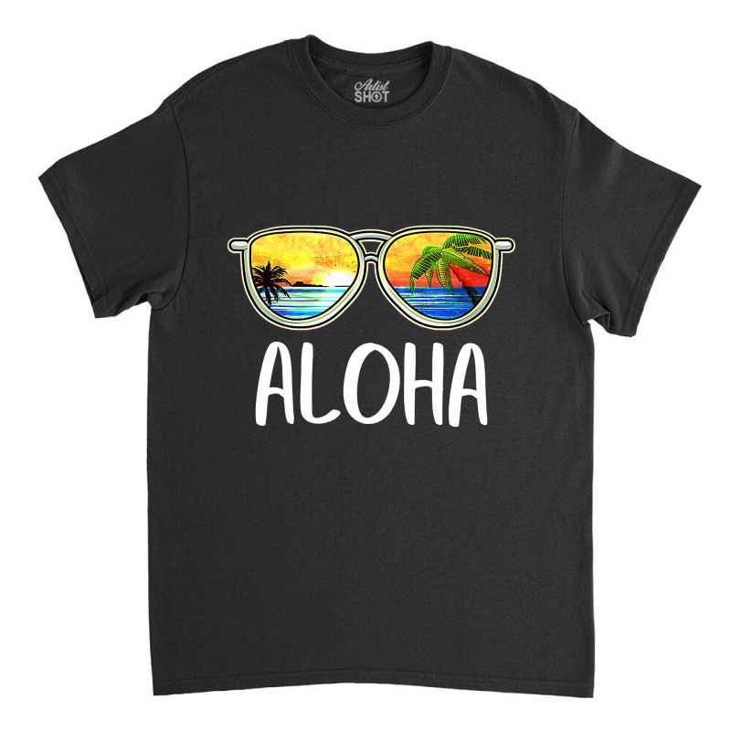 Aloha Hawaii Hawaiian Island Sunglasses Palm Trees Beach Classic T-shirt by cm-arts | Artistshot