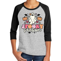 Halloween Groovy Retro Ghost Spooky Season Youth 3/4 Sleeve | Artistshot