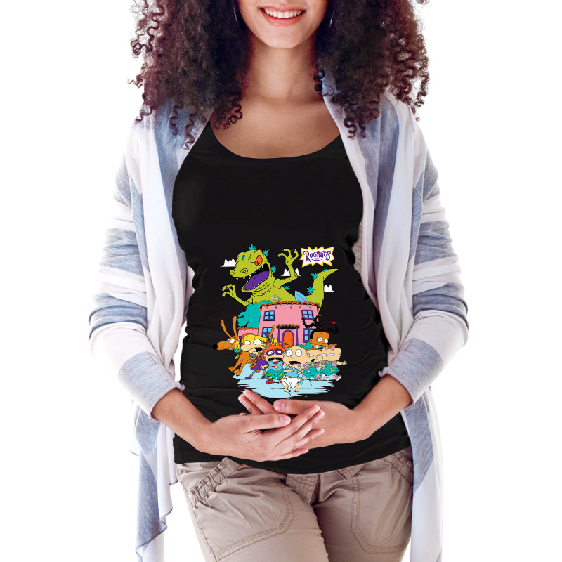 Rugrats Running Away From Reptar Maternity Scoop Neck T-shirt by cm-arts | Artistshot