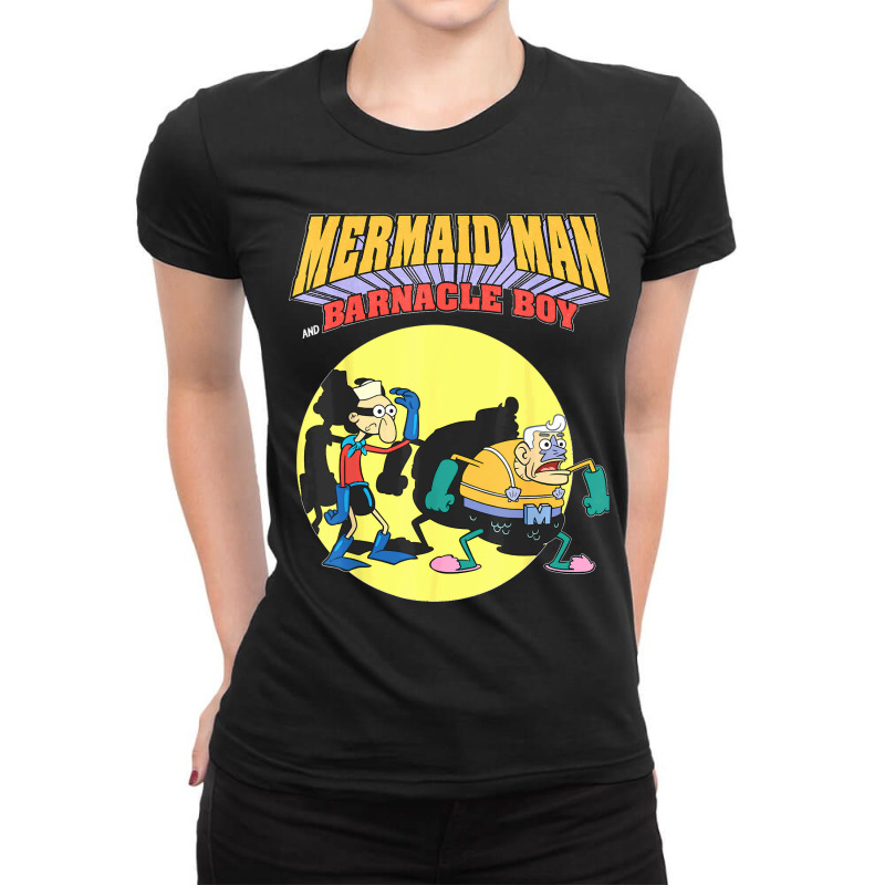 Mermaid Man Barnacle Boy Ladies Fitted T-Shirt by cm-arts | Artistshot