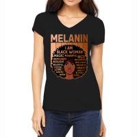 I Am Black Woman Black History Month Melanin Black Girl Music Vintage Women's V-neck T-shirt | Artistshot