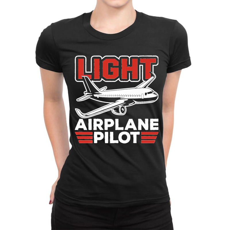 Light Airplane Pilot Private Small Airplane Aircraft Premium Ladies Fitted T-Shirt by cm-arts | Artistshot