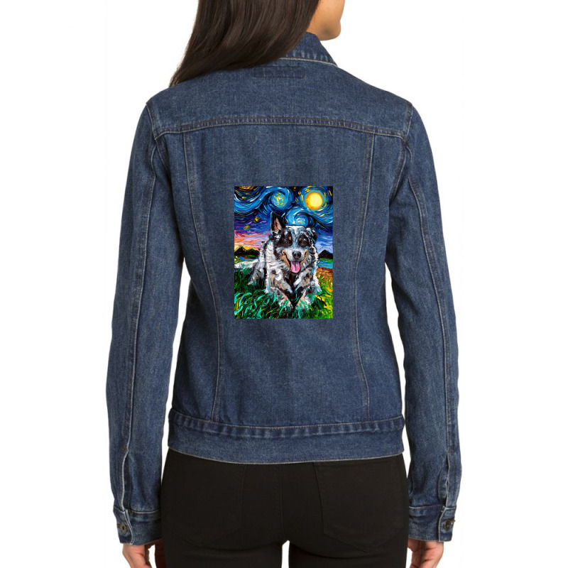 Australian Cattle Dog Night,australian Cattle Dog Ladies Denim Jacket by lissaaniart | Artistshot