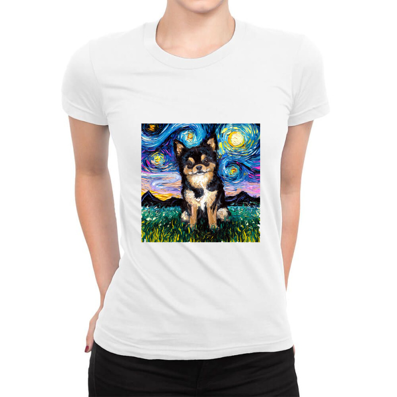 Black And Tan Chihuahua Night,chihuahua Ladies Fitted T-Shirt by lissaaniart | Artistshot