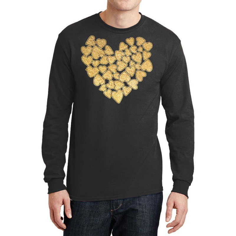 Gold Heart T  Shirt Gold Heart Valentine's Day T  Shirt Long Sleeve Shirts | Artistshot