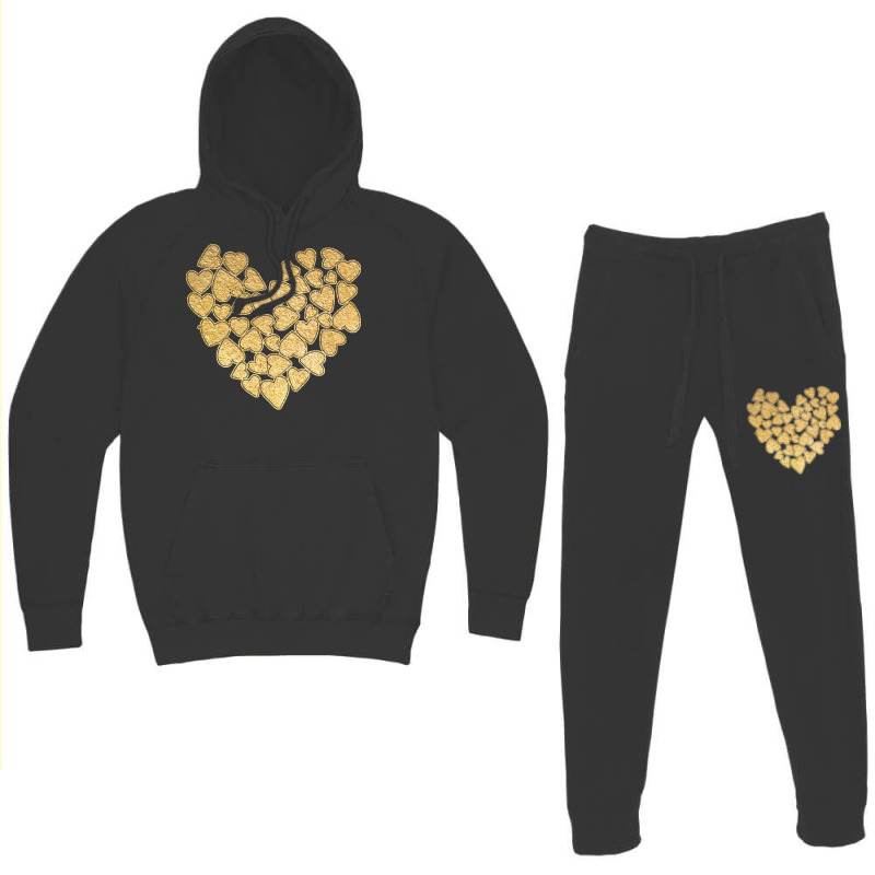 Gold Heart T  Shirt Gold Heart Valentine's Day T  Shirt Hoodie & Jogger Set | Artistshot