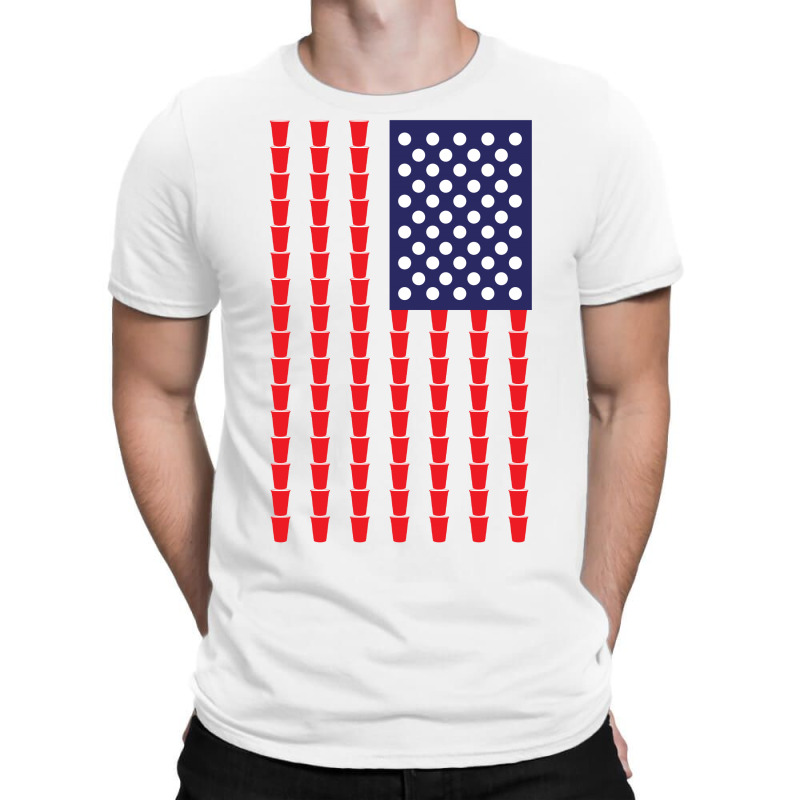 Beer Pong American Flag T-shirt | Artistshot