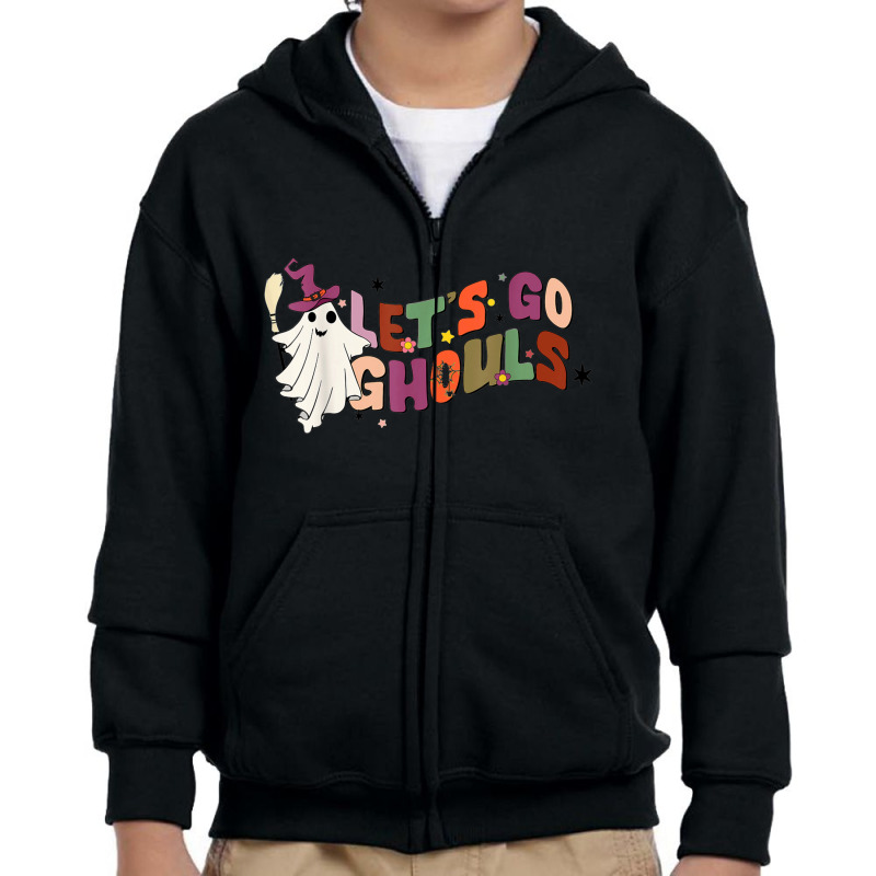 Lets Go Ghouls Boo Witch Retro Halloween Spooky Season Youth Zipper Hoodie by Tshirts | Artistshot