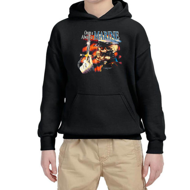 Marines, Skeleton 3d Emblem, Once A Always A Marines, Once A Always, A Youth Hoodie by SHUOPGHFR | Artistshot