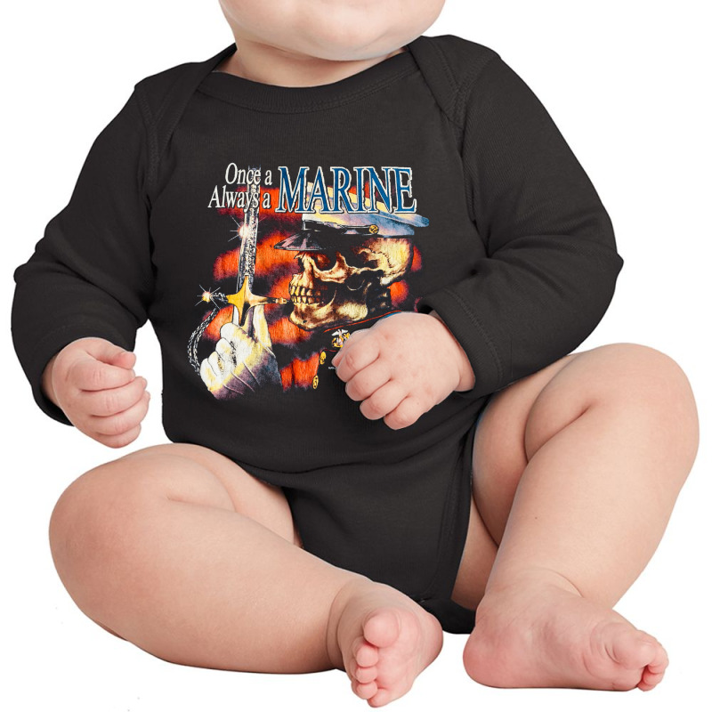 Marines, Skeleton 3d Emblem, Once A Always A Marines, Once A Always, A Long Sleeve Baby Bodysuit by SHUOPGHFR | Artistshot