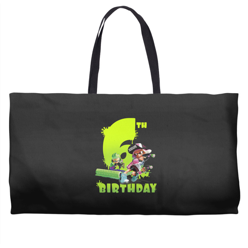 Splatoon Inkling 6th Birthday Green Splatter Portrait Weekender Totes | Artistshot