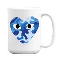 Heart With Eyes Blue Camo 15 Oz Coffee Mug | Artistshot