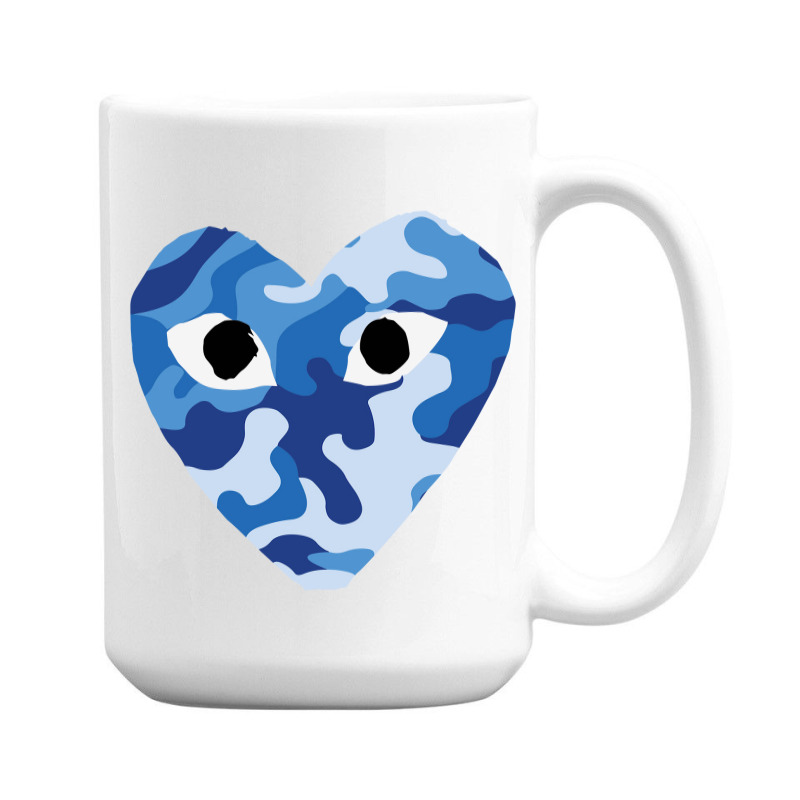 Heart With Eyes Blue Camo 15 Oz Coffee Mug | Artistshot