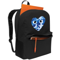 Heart With Eyes Blue Camo Backpack | Artistshot