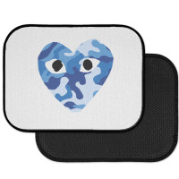 Heart With Eyes Blue Camo Rear Car Mat | Artistshot