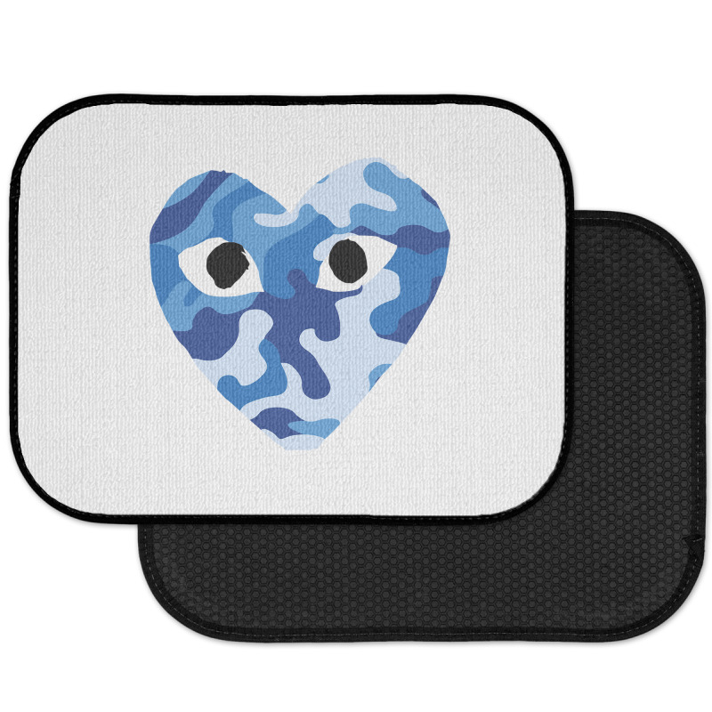 Heart With Eyes Blue Camo Rear Car Mat | Artistshot