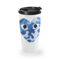 Heart With Eyes Blue Camo Travel Mug | Artistshot