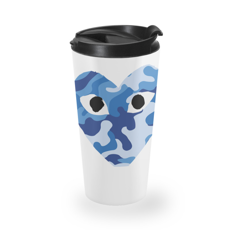 Heart With Eyes Blue Camo Travel Mug | Artistshot