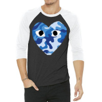 Heart With Eyes Blue Camo 3/4 Sleeve Shirt | Artistshot