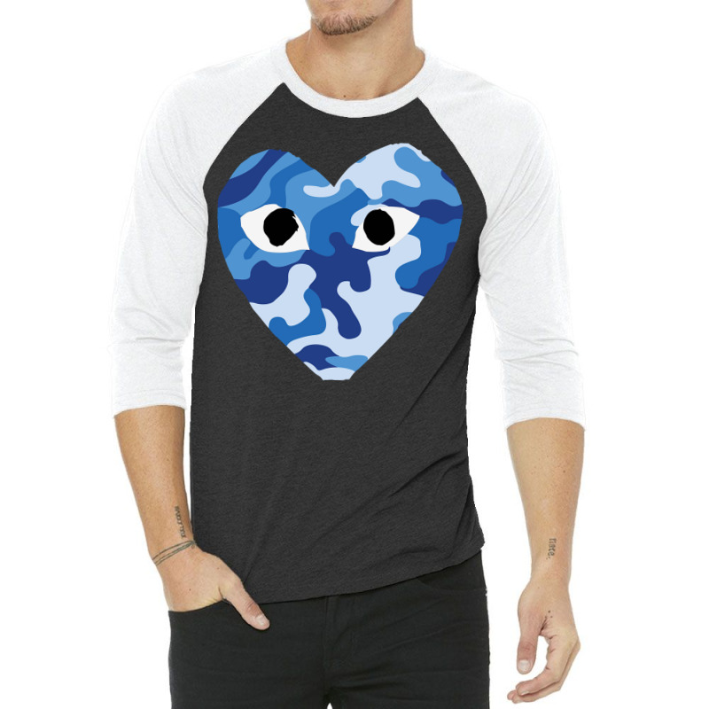 Heart With Eyes Blue Camo 3/4 Sleeve Shirt | Artistshot