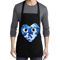 Heart With Eyes Blue Camo Medium-length Apron | Artistshot