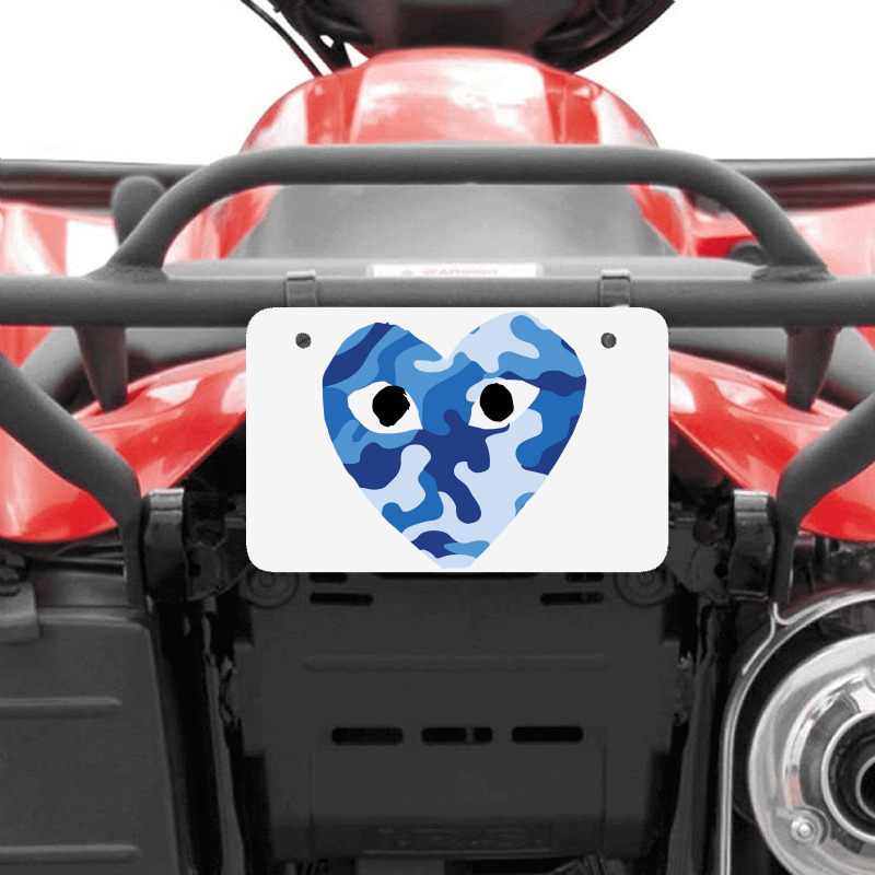 Heart With Eyes Blue Camo Atv License Plate | Artistshot