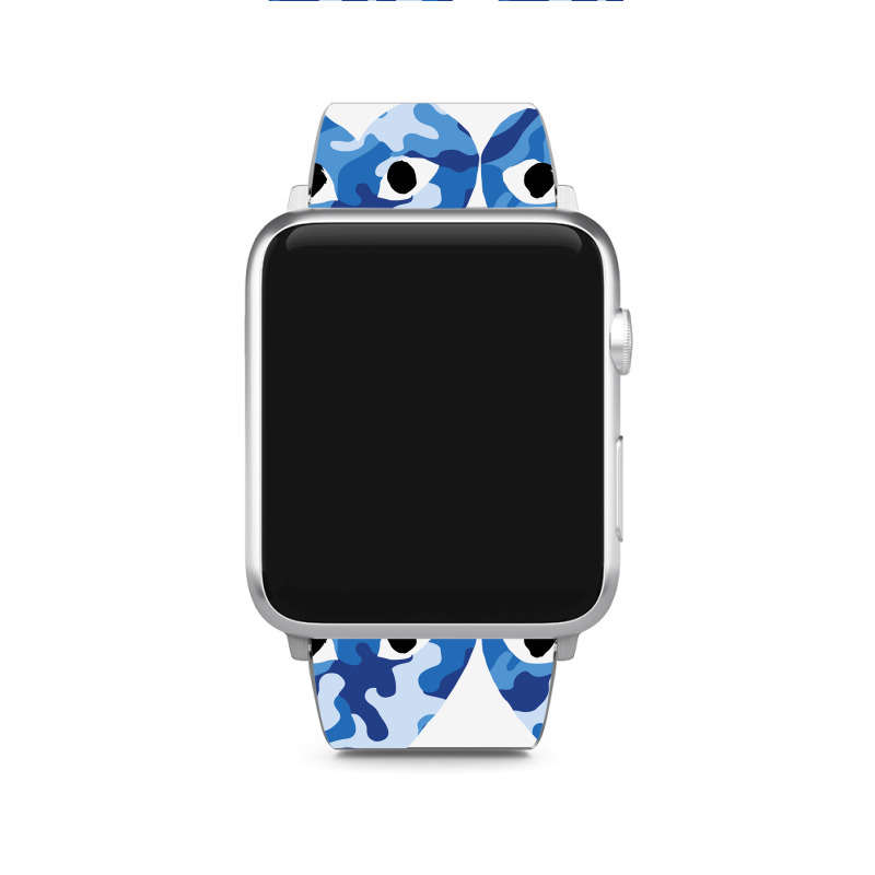 Heart With Eyes Blue Camo Apple Watch Band | Artistshot