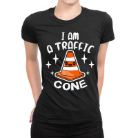 I Am A Traffic Cone Orange Lazy Easy Costume Halloween Ladies Fitted T-shirt | Artistshot