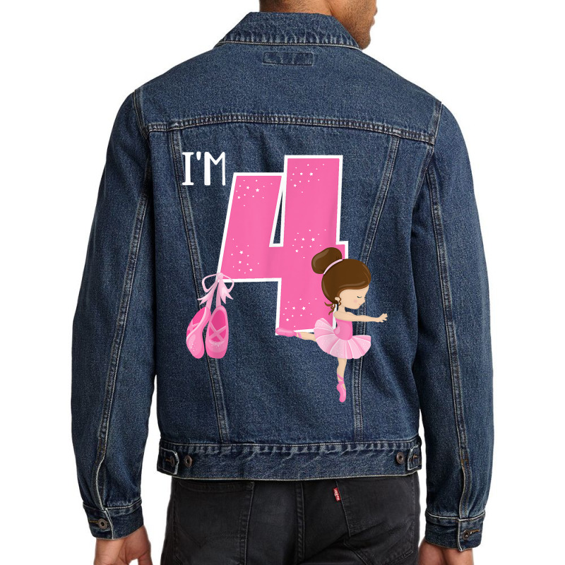 Girl_s 4 Year Old Ballerina 4th Birthday Party Ballet Dancer Men Denim Jacket | Artistshot