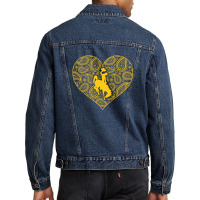 Wyoming Cowboys Paisley Heart - Apparel Men Denim Jacket | Artistshot