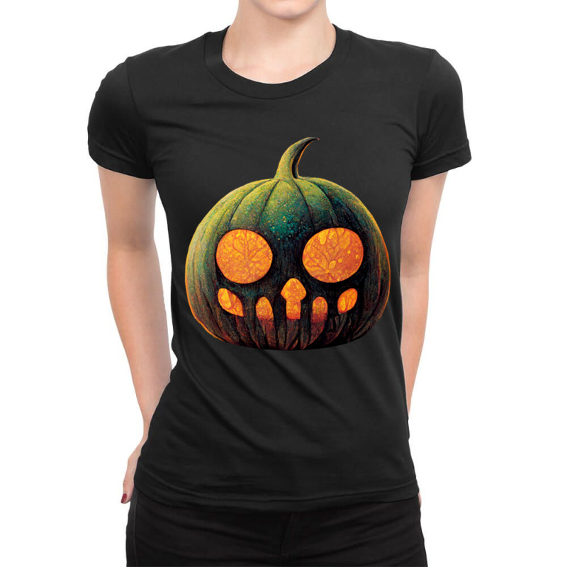 Spooky Typical Halloween Pumpkin Ladies Fitted T-Shirt by TaylorMargaretMiscoe | Artistshot