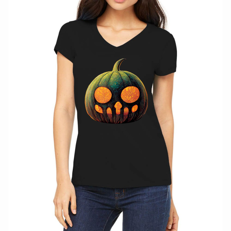 Spooky Typical Halloween Pumpkin Women's V-Neck T-Shirt by TaylorMargaretMiscoe | Artistshot