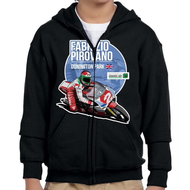 Fabrizio Pirovano, 1989 Donington Park, The Fabrizio Pirovano, Fabrizi Youth Zipper Hoodie by SHOPADJE | Artistshot