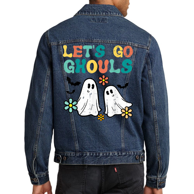 Lets Go Ghouls Floral Ghosts Groovy Retro Halloween Women Men Denim Jacket by Market | Artistshot