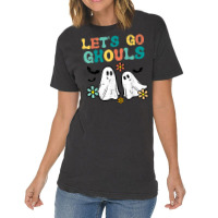 Lets Go Ghouls Floral Ghosts Groovy Retro Halloween Women Vintage T-shirt | Artistshot