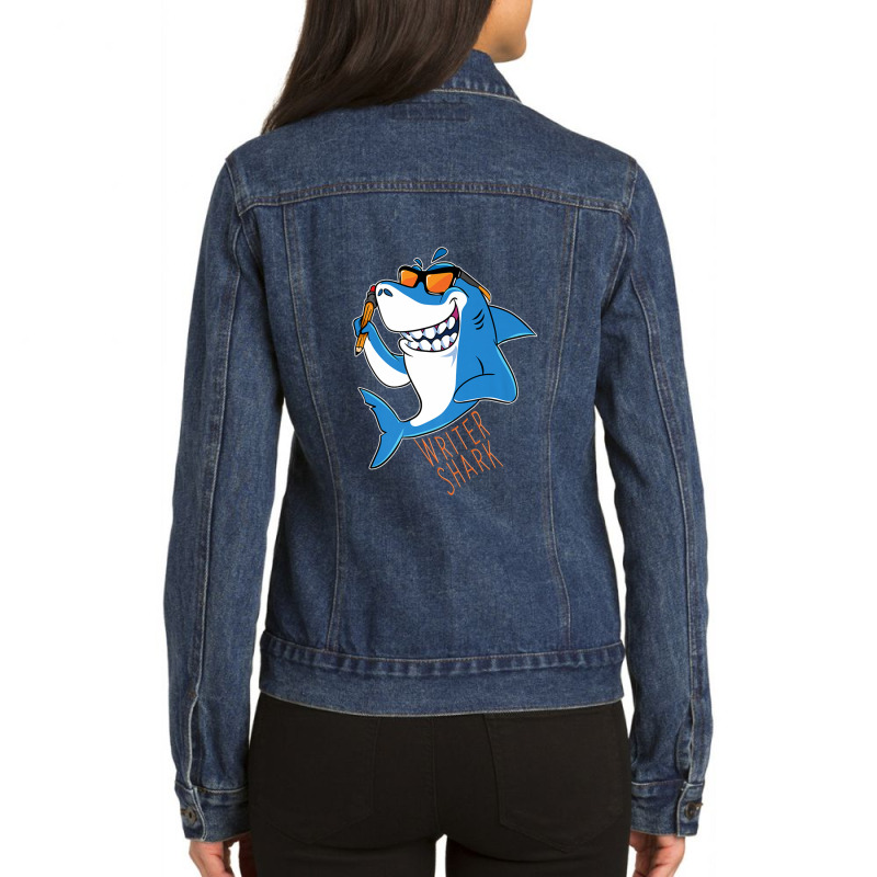 Writer Shark Penning Great Novel Sea Animal Ladies Denim Jacket by LembckeAleeya | Artistshot