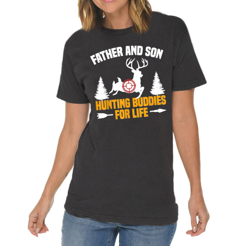 Mens Funny Father And Son Hunting Buddies Hunting Dad And Son Vintage T-shirt | Artistshot