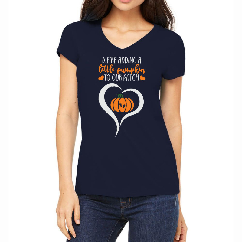 Pumpkin Halloween T  Shirt We're Adding A Little Pumpkin To Our Patch Women's V-neck T-shirt | Artistshot