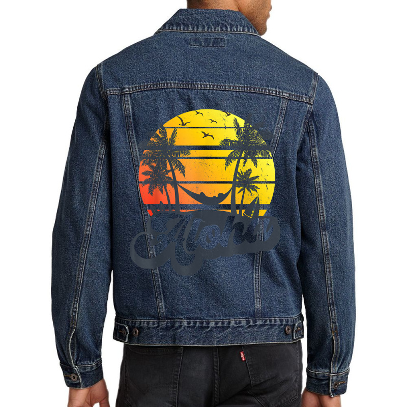 Aloha Hawaii Hawaiian Island Palm Trees Beach Vacation Men Denim Jacket by FrancesTiffany | Artistshot