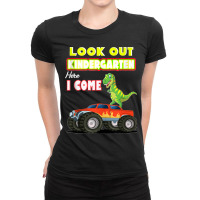 Look Out Kindergarten Here I Come Dinosaurs Back To School Tank Top Ladies Fitted T-shirt | Artistshot