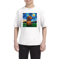 Brown Short Hair Dachshund Night,dachshund Youth Tee | Artistshot