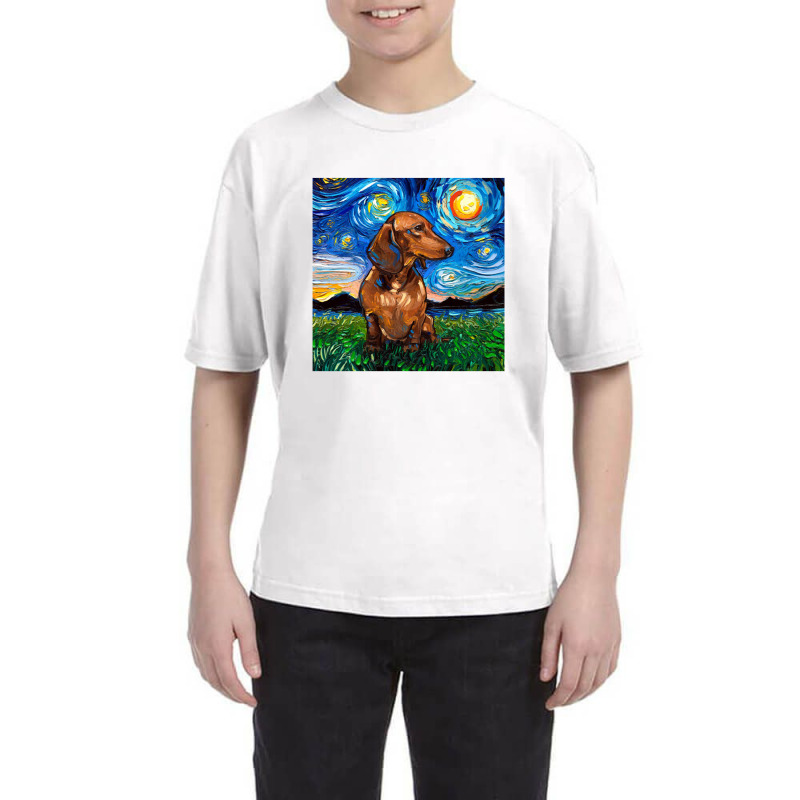 Brown Short Hair Dachshund Night,dachshund Youth Tee | Artistshot