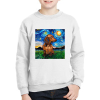 Brown Short Hair Dachshund Night,dachshund Youth Sweatshirt | Artistshot