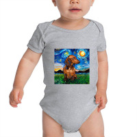 Brown Short Hair Dachshund Night,dachshund Baby Bodysuit | Artistshot