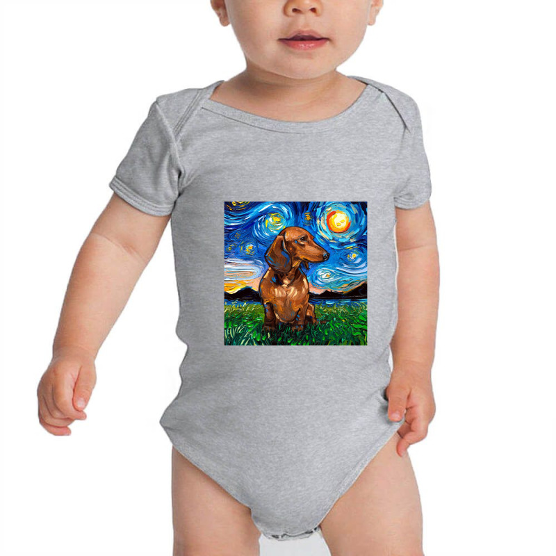 Brown Short Hair Dachshund Night,dachshund Baby Bodysuit | Artistshot