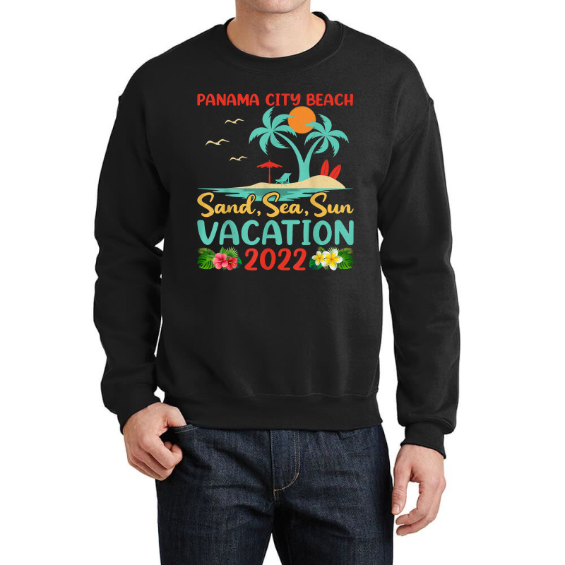 Beach Vacation 2022 Retro Sunset Florida Panama City Beach Crewneck Sweatshirt by FrancesTiffany | Artistshot