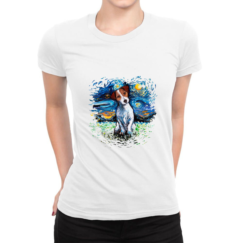 Jack Russell Terrier Night,jack Russell Terrier Ladies Fitted T-Shirt by lissaaniart | Artistshot