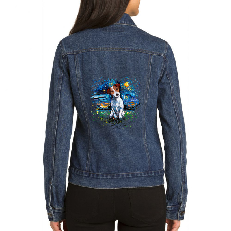 Jack Russell Terrier Night,jack Russell Terrier Ladies Denim Jacket by lissaaniart | Artistshot